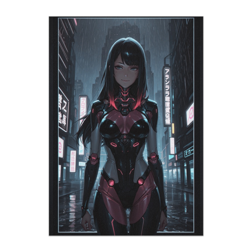 ネオンシティのサイボーグ美女ポスター
