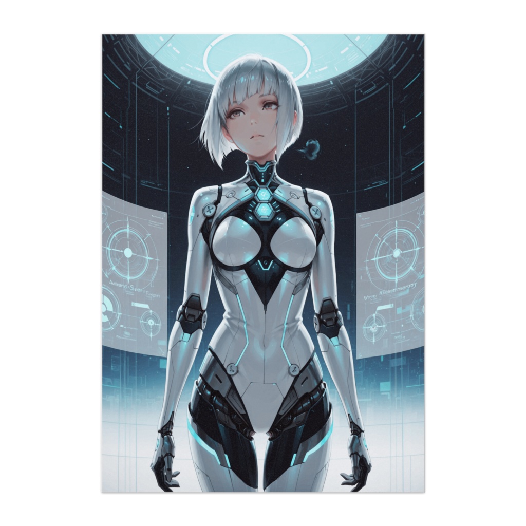 未来研究ラボのサイボーグ女性ポスター