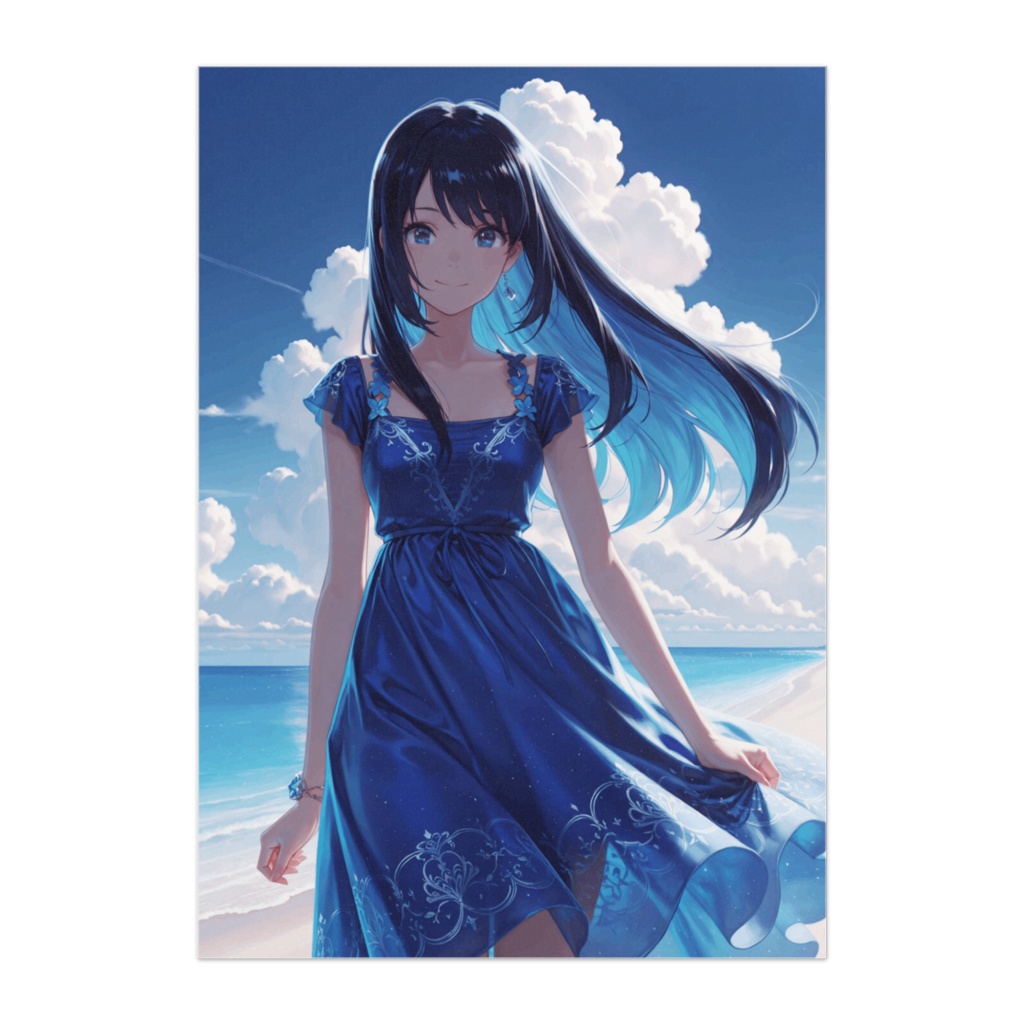 青空と海のサマードレスポートレート（ブルー）