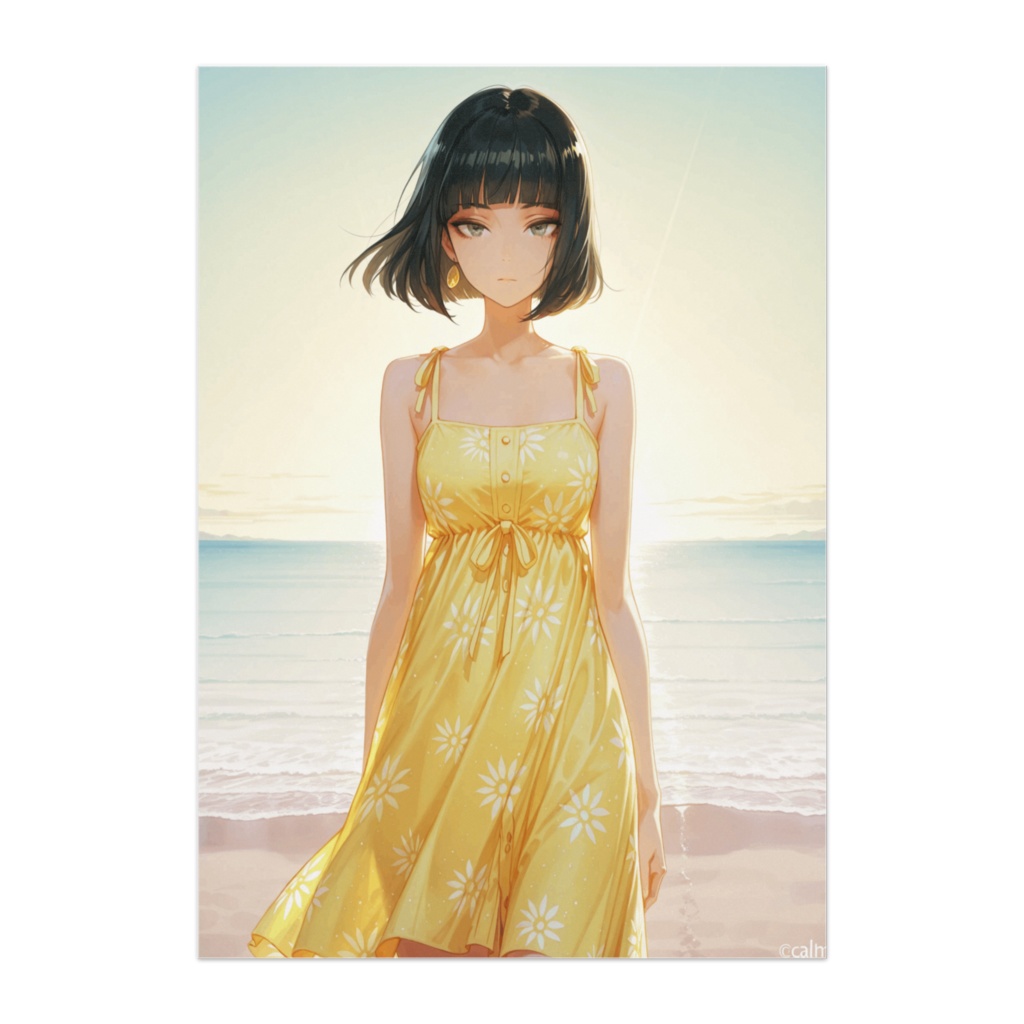 サンセットビーチのサマードレスポートレート(イエロー)
