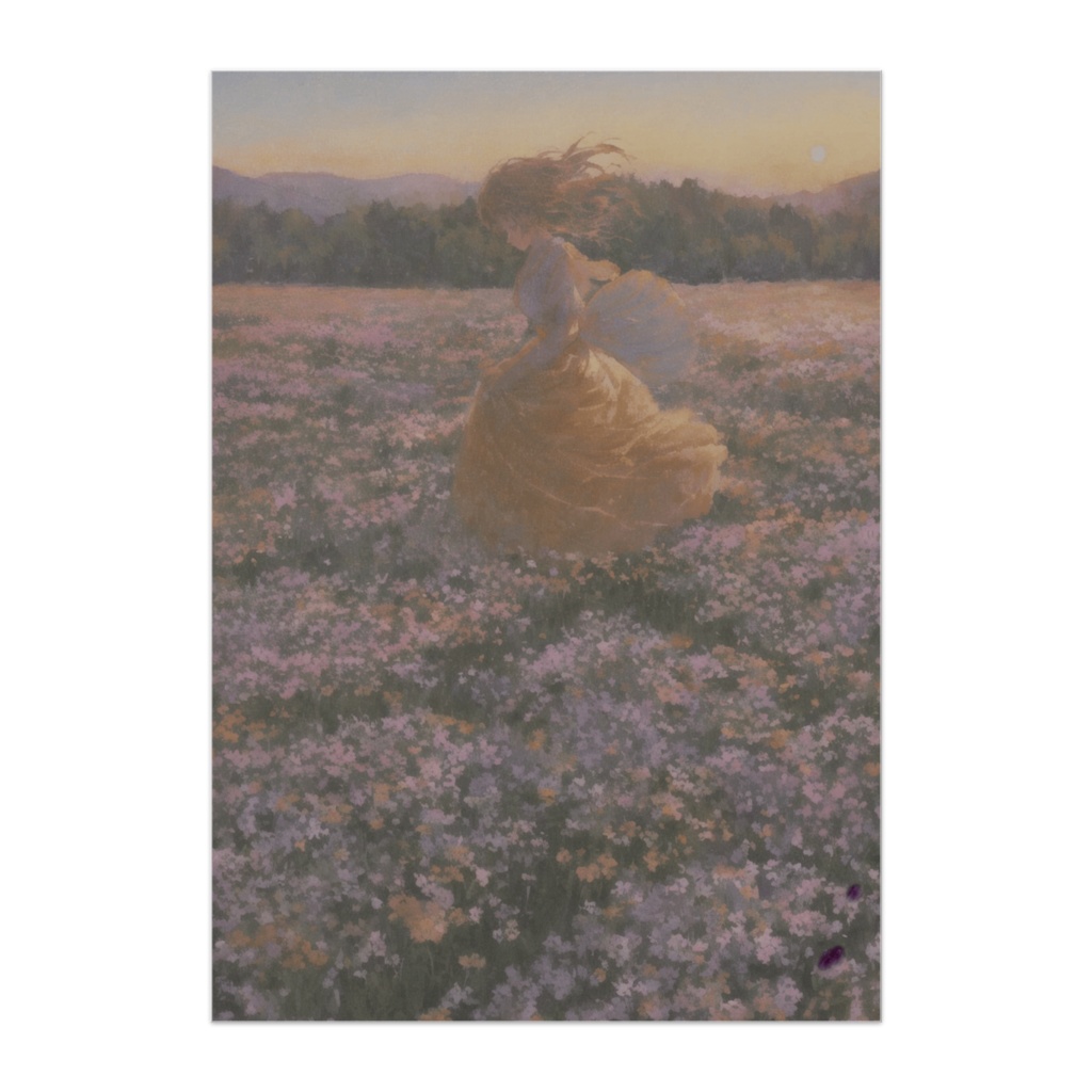 夕映えの花畑 ― 幻想ガーデンポスター
