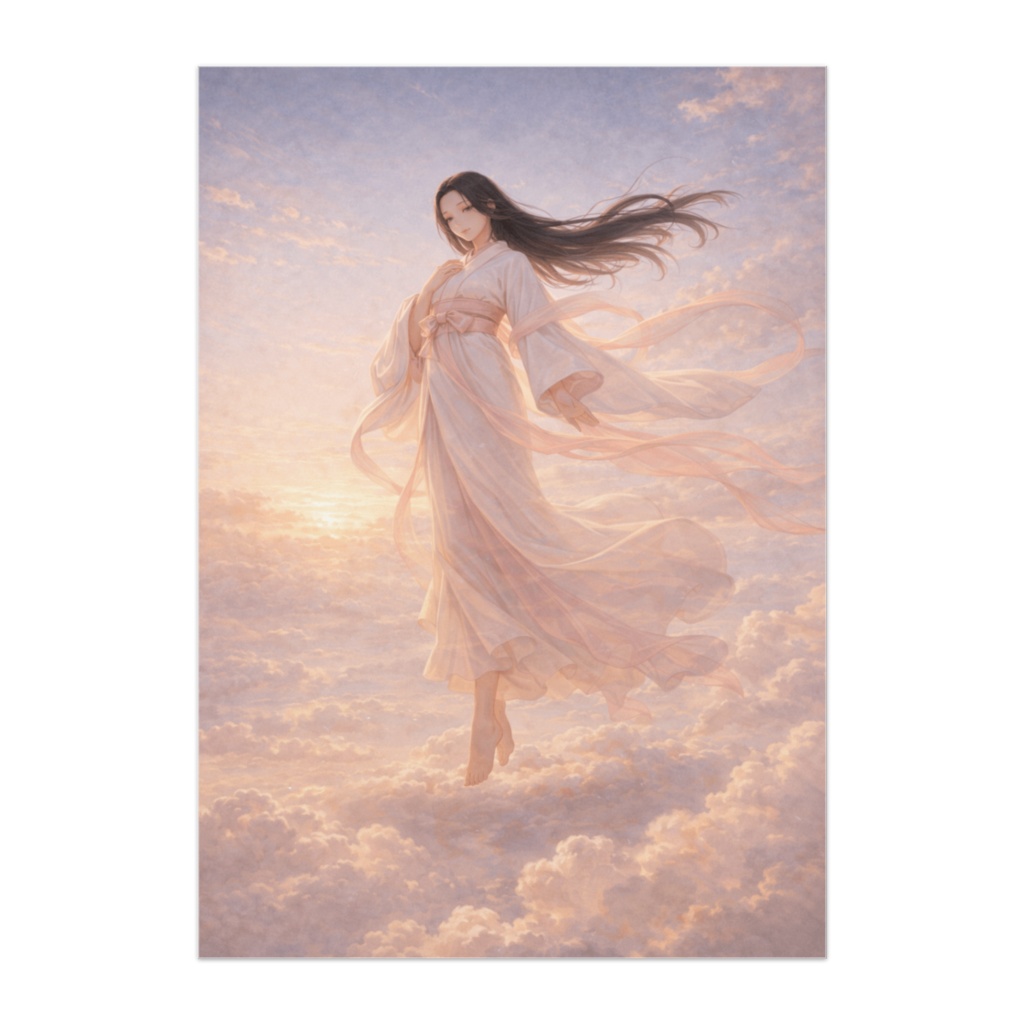 夕空を舞う天女 ― 光のシルエット