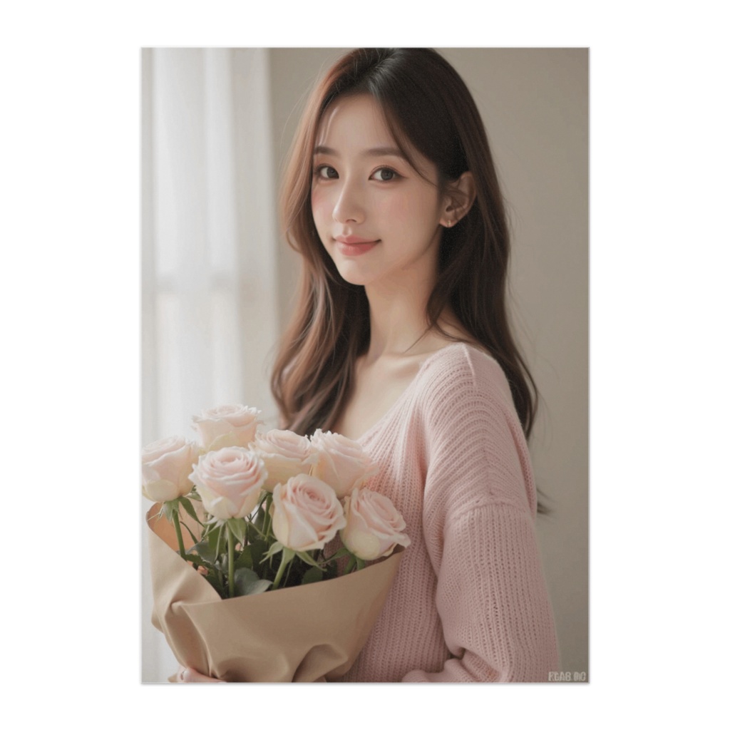 ローズブーケと優しい微笑みポスター
