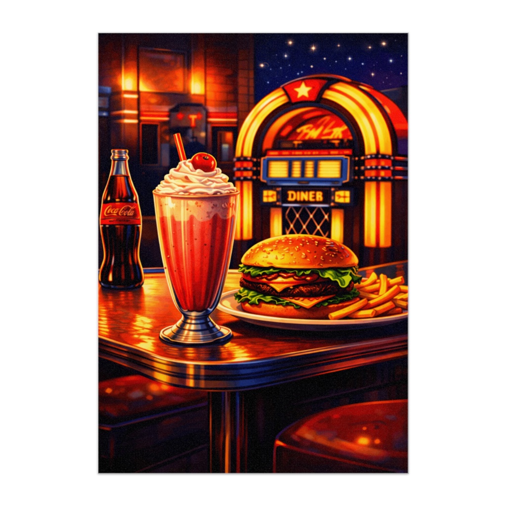 アメリカンダイナーの夜 ― ミルクシェイク＆バーガーポスター