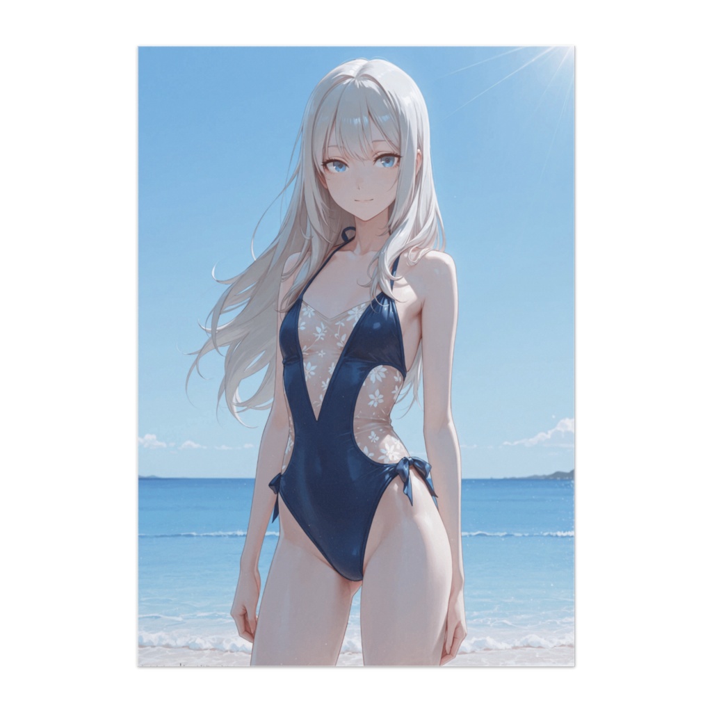 ネイビービーチ水着・透明感サマーポスター