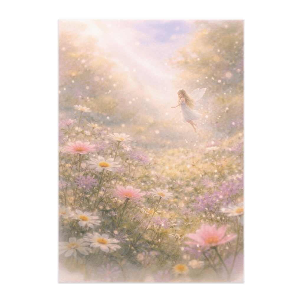 花の光に包まれる小さな妖精