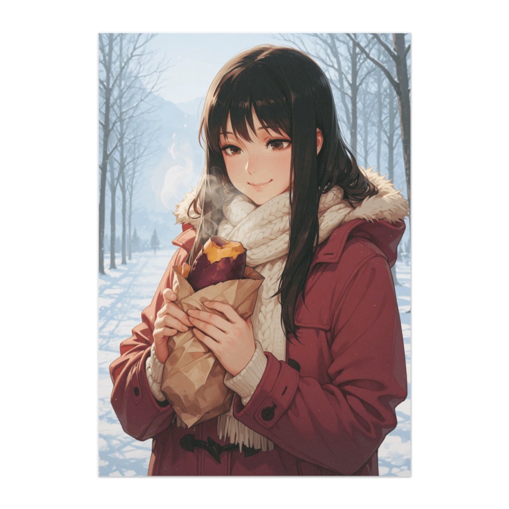 冬のぬくもりと焼き芋の時間|透明感アニメポスター