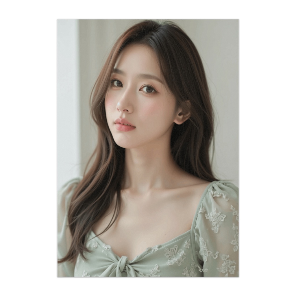セージグリーンの透明感ポートレート美人ポスター