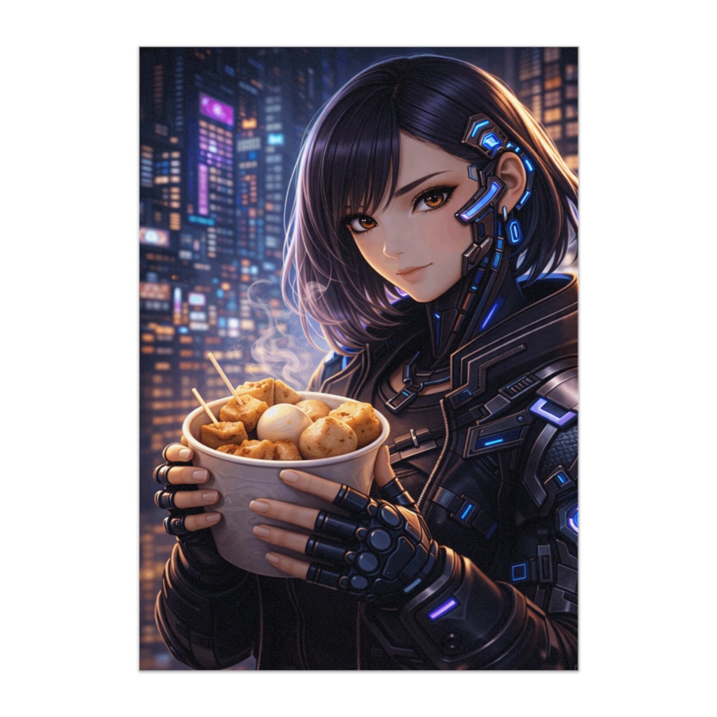 サイバー都市おでん美女ポスター｜近未来×和フードアート