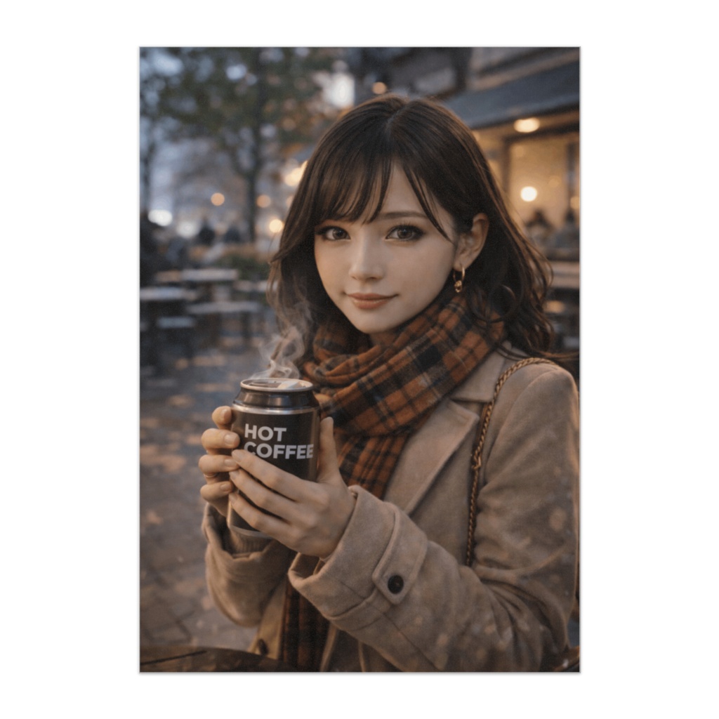 冬カフェのぬくもり — コーヒー美女ポスター