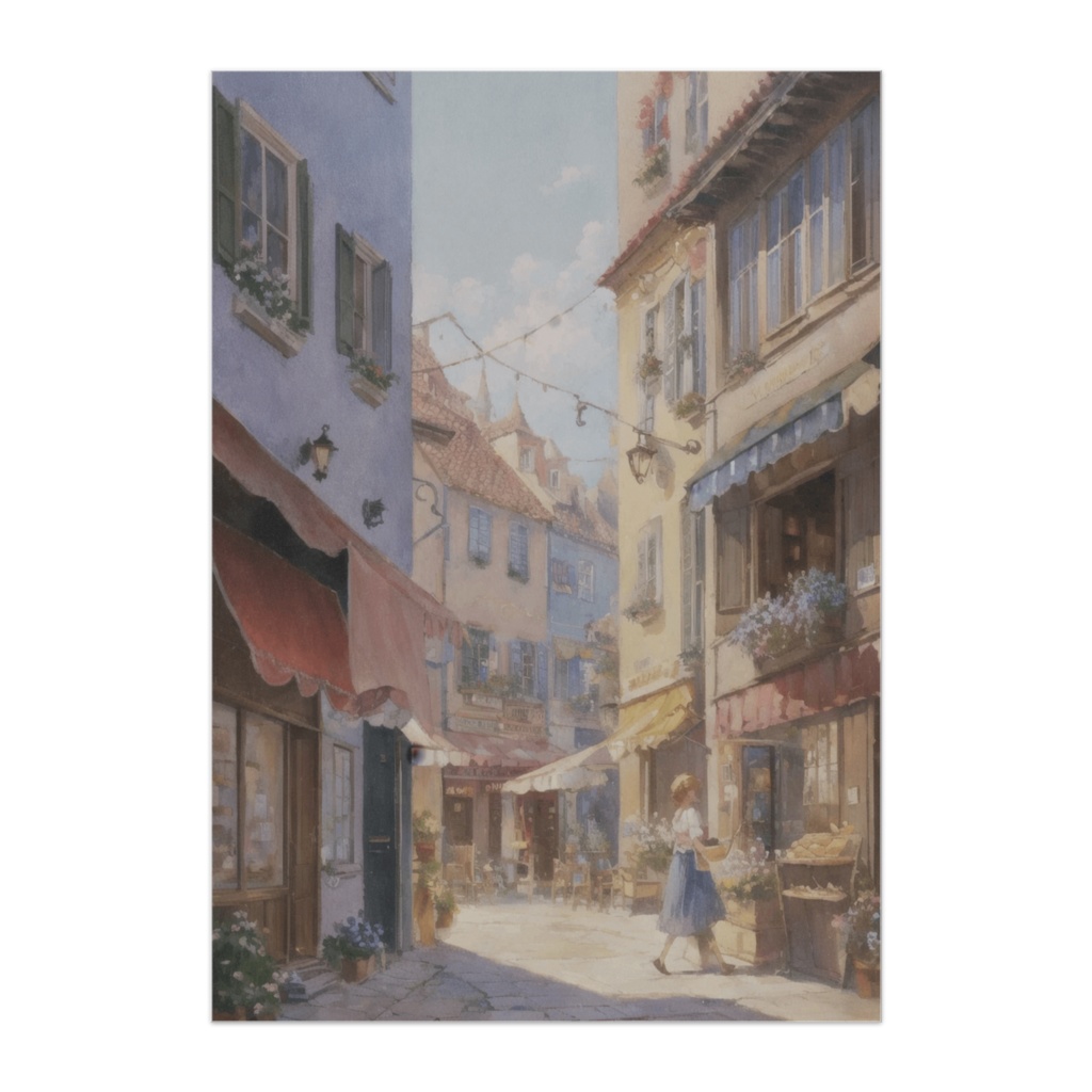 カラフル欧州街角風景ポスター
