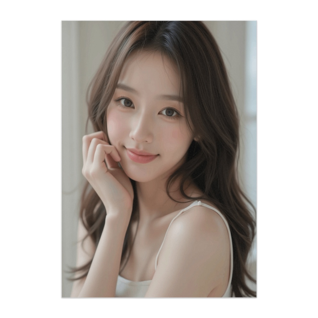 透明感美人ポスター｜癒しスマイルのスタイリッシュ人物アート