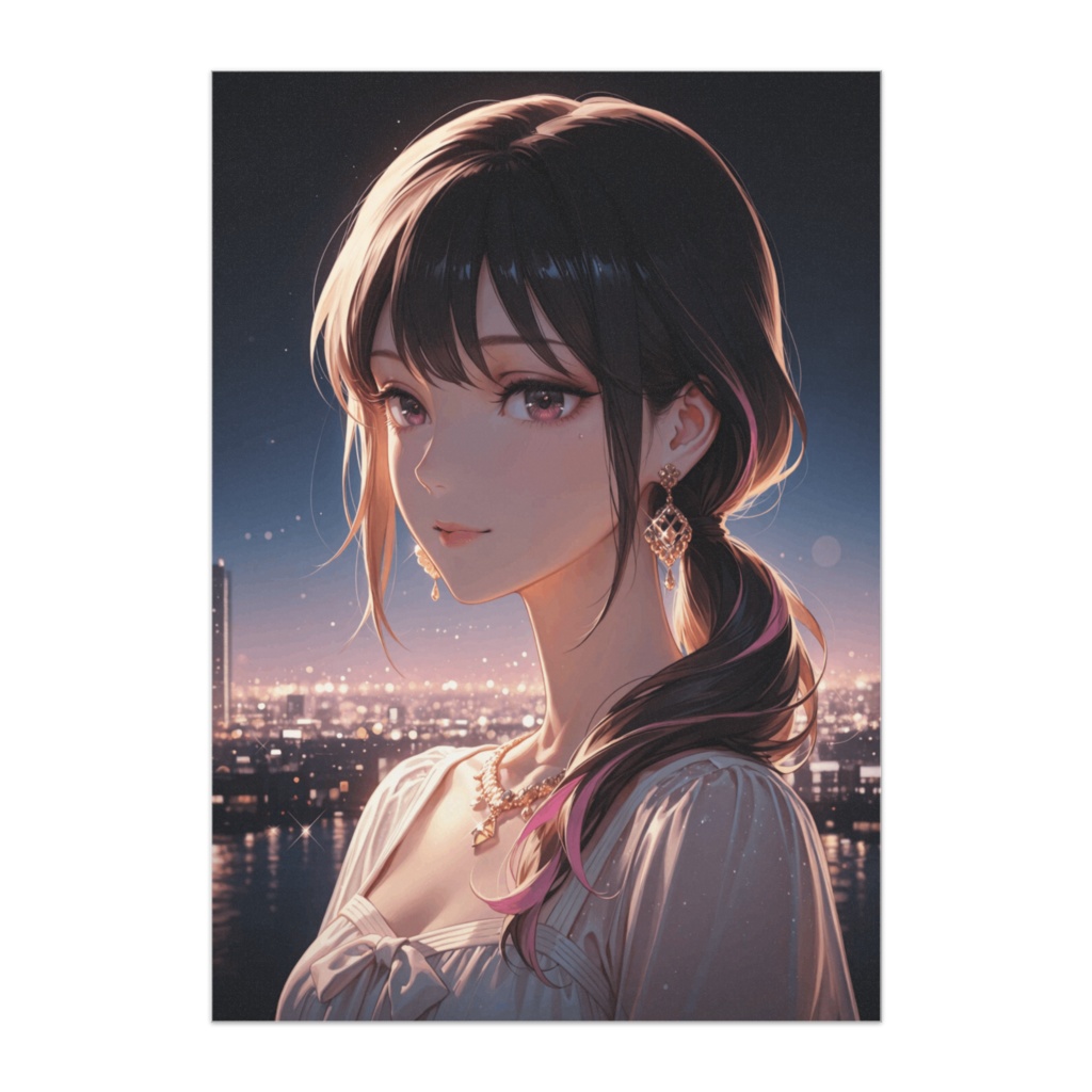 夜景に溶ける透明感ポートレートポスター