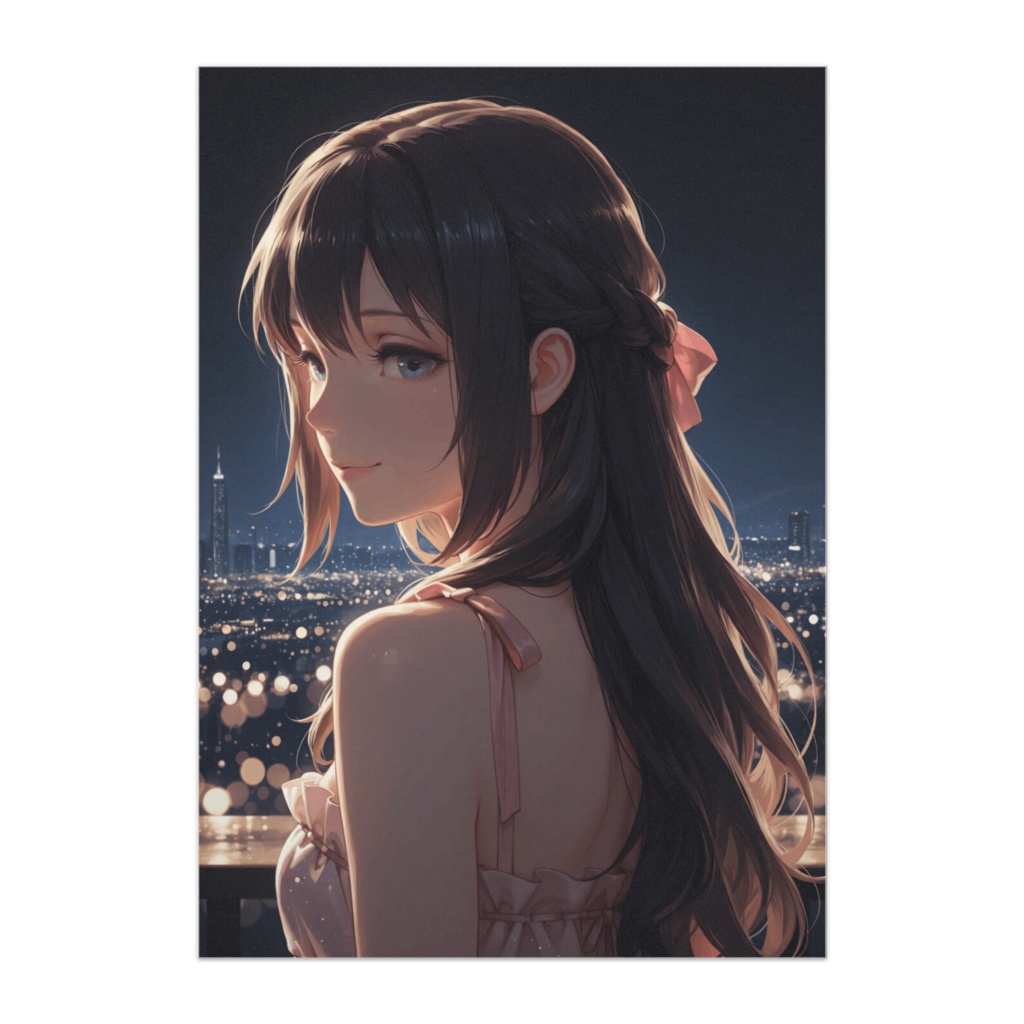 振り向き美人 夜景ポートレートアート