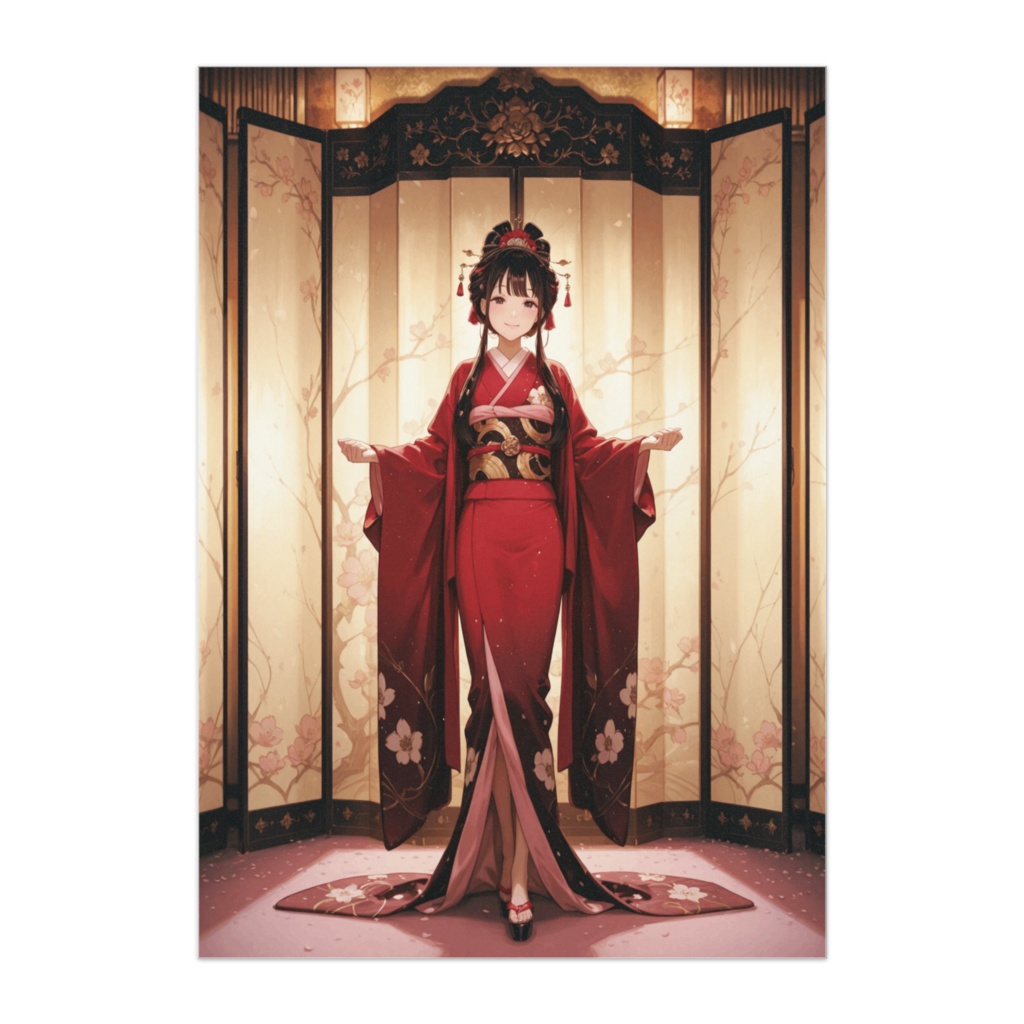 春雅雛姫ポスター ― 桃花と金屏風のひな祭り美少女