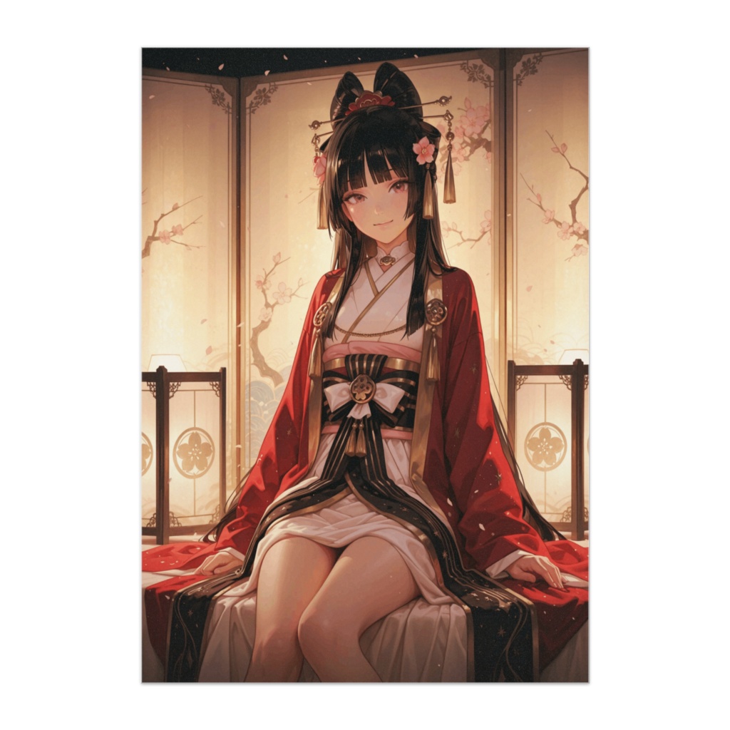 優雅雛姫ポスター ― 春を祝う和装美少女アート