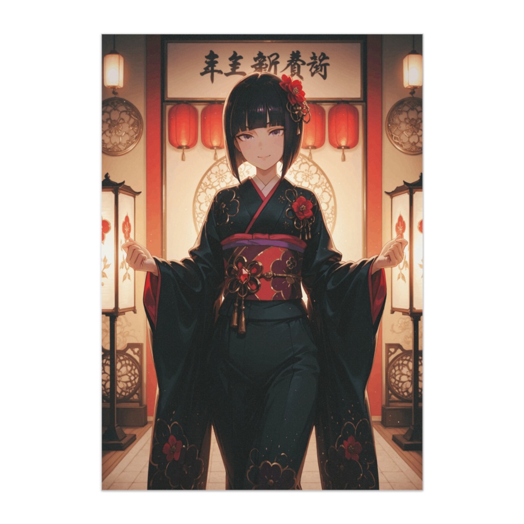 華灯雛姫ポスター ― 灯りと花に包まれた春の和美少女