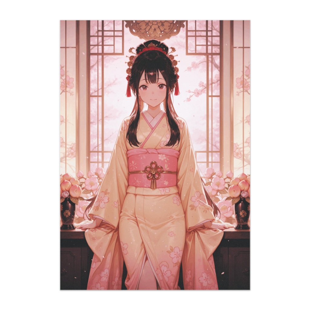春霞の雛姫ポスター ― 桃の節句を彩る和装美少女アート