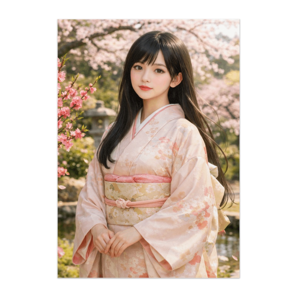 春桜と着物美人ポスター