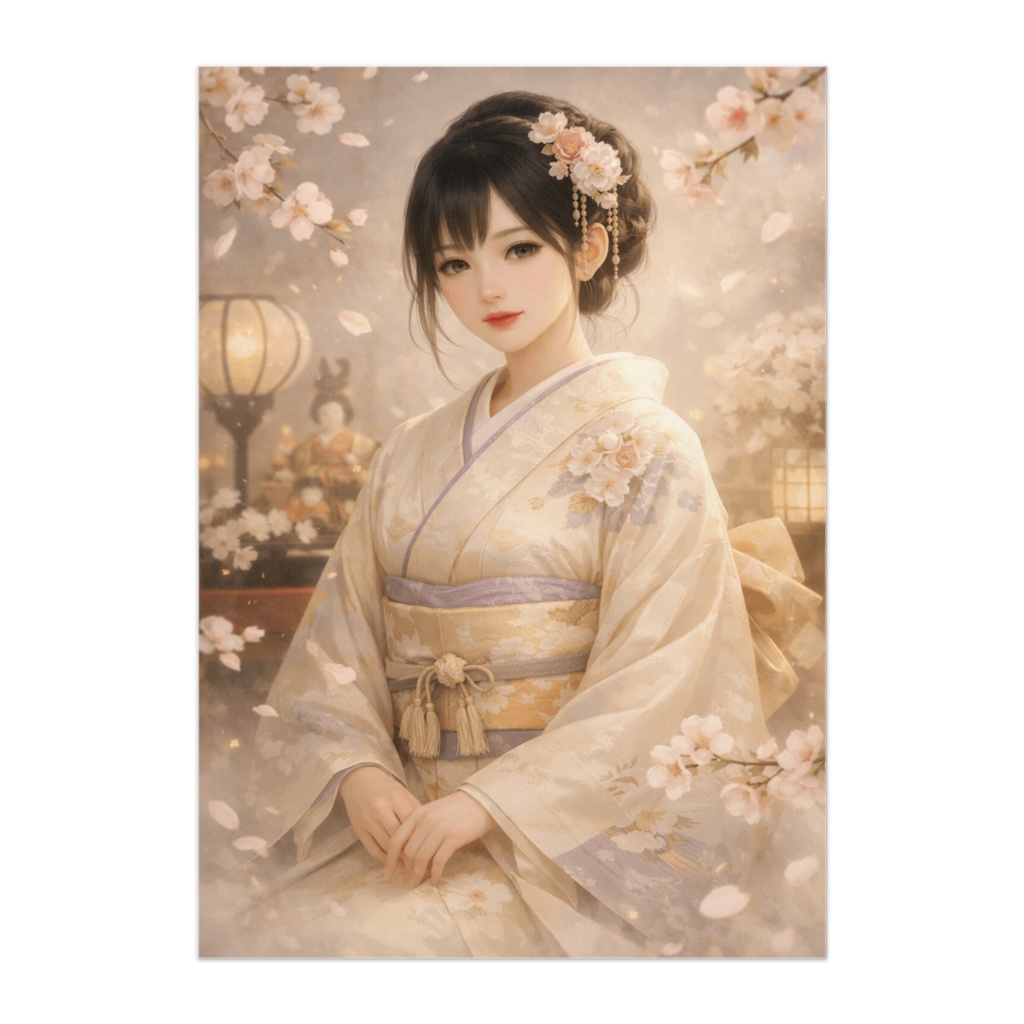 幻想ひな祭りポスター｜桜舞う和風ビューティーアート