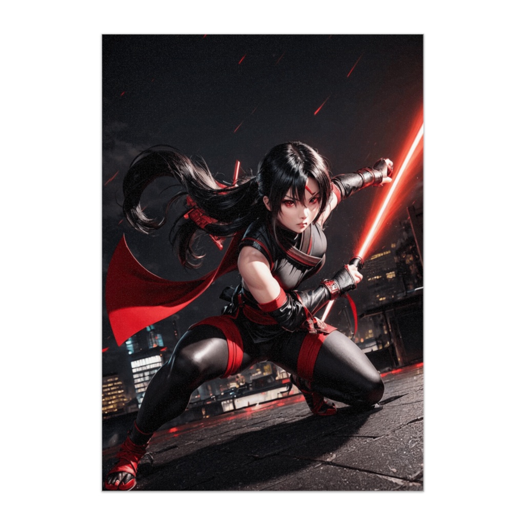 紅刃のくノ一 — 夜都市バトルポスター