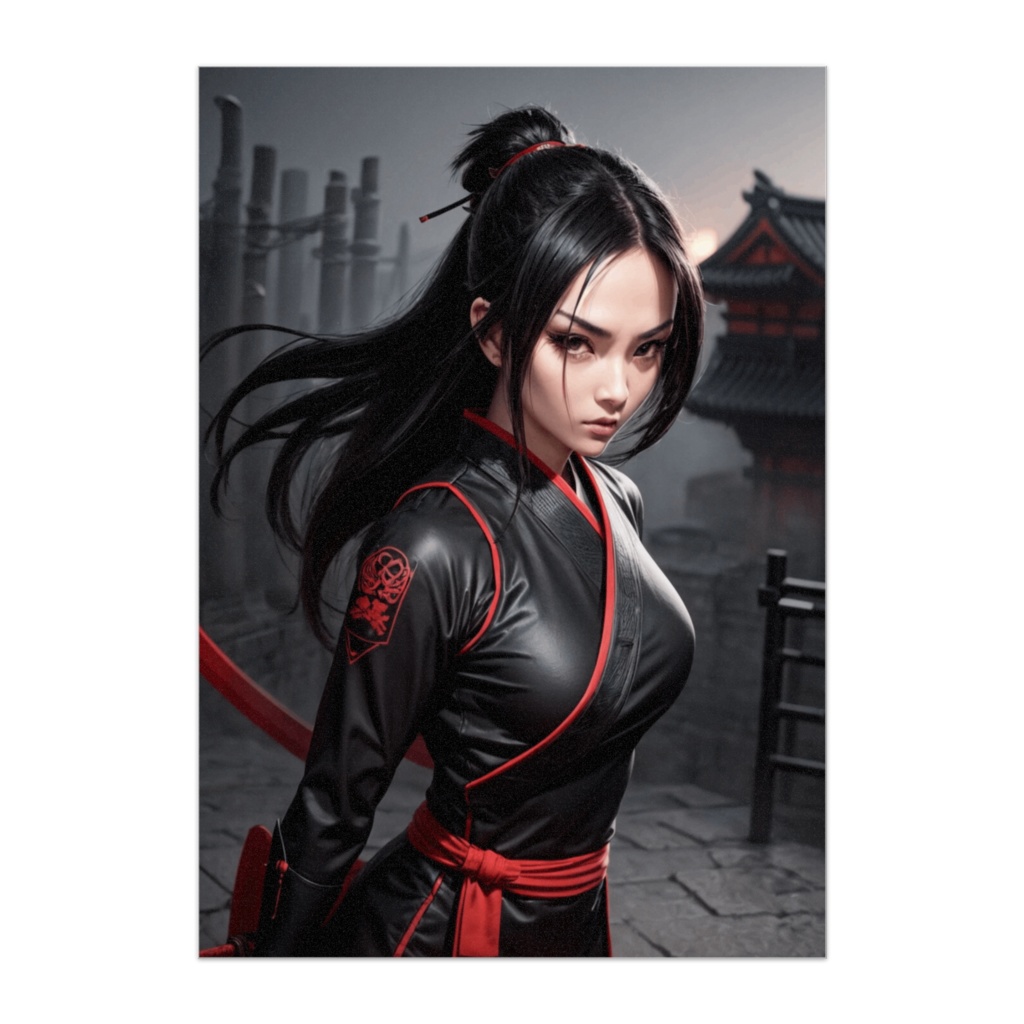 静寂のくノ一ポートレート風アート