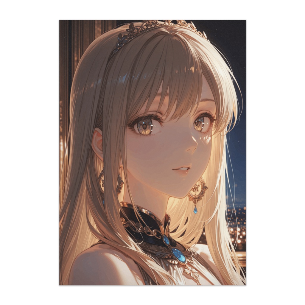 夜景に溶ける微笑み ― エレガントパーティー美人ポスター