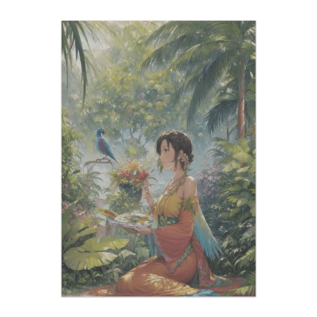 トロピカル・カラーハーモニー ～南国彩花とオウム～