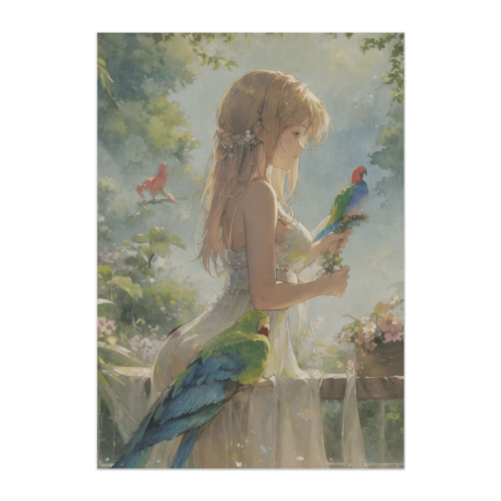 南国の彩りとオウムの楽園ポスター