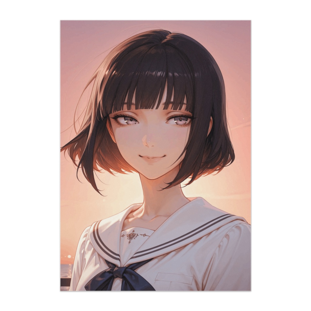 夕陽に包まれる少女フェイスアップポスター