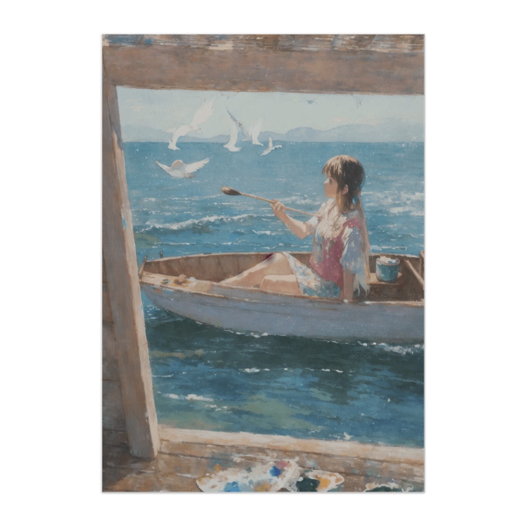 海辺のアトリエと白いボート