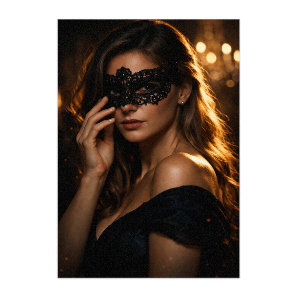 マスカレードの余韻 ― 仮面に触れる夜（シネマティックポスター風）