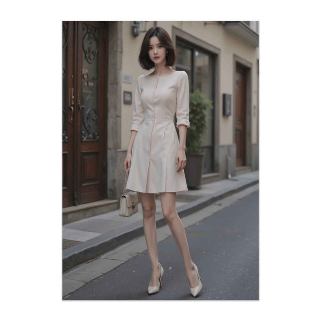 クラシックワンピース美女レトロポスター