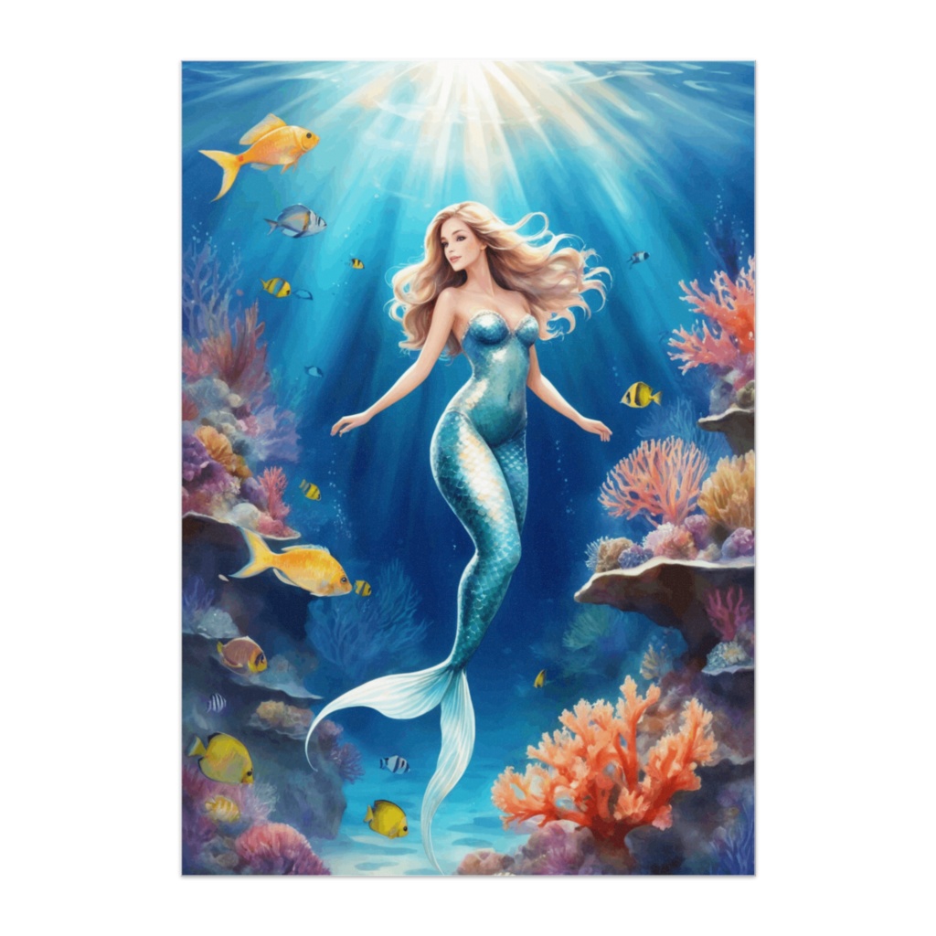光の海を泳ぐ人魚 — 幻想ファンタジーポスター