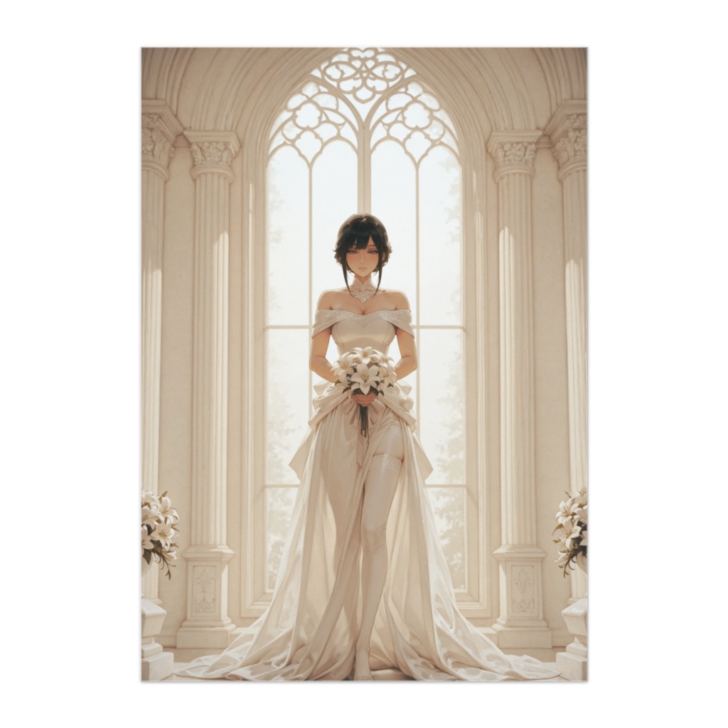 静寂のチャペルに立つ大人花嫁 ― モダンウェディングアート