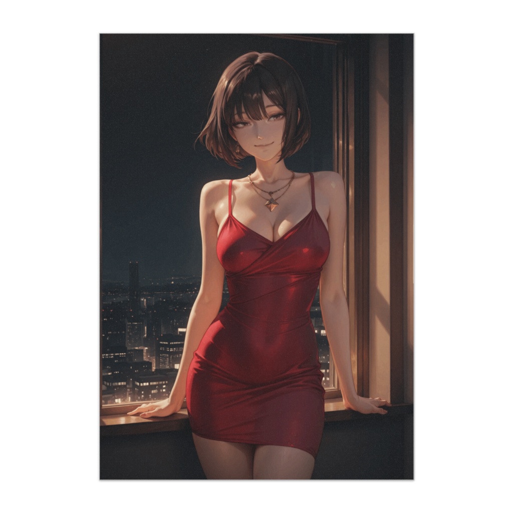 都会の夜に佇む赤の誘惑 ― アーバンナイトポートレート