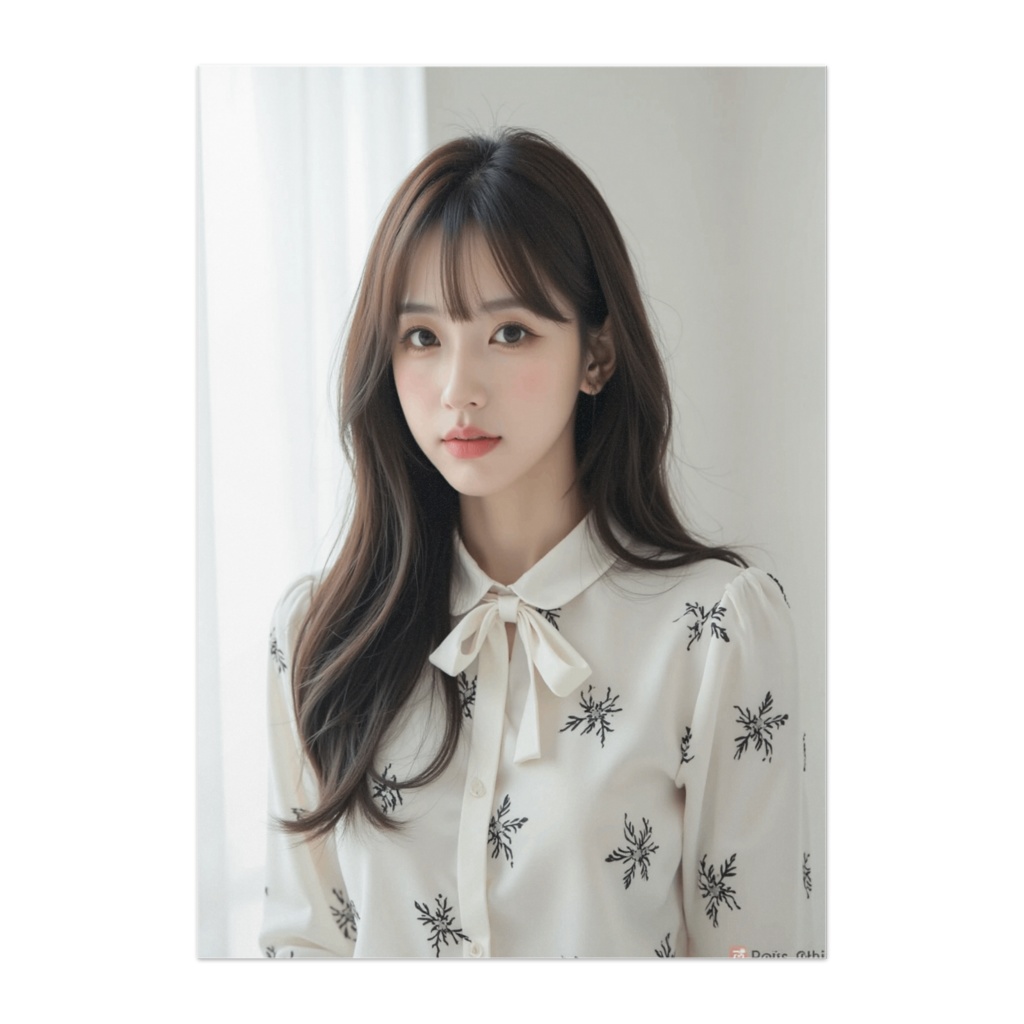 自然光に包まれる上品フェミニンポートレート ― リボンブラウススタイル