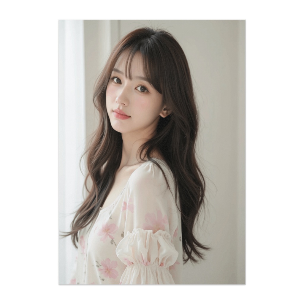 やわらかな微笑みと春色ブラウスのリアルポートレート