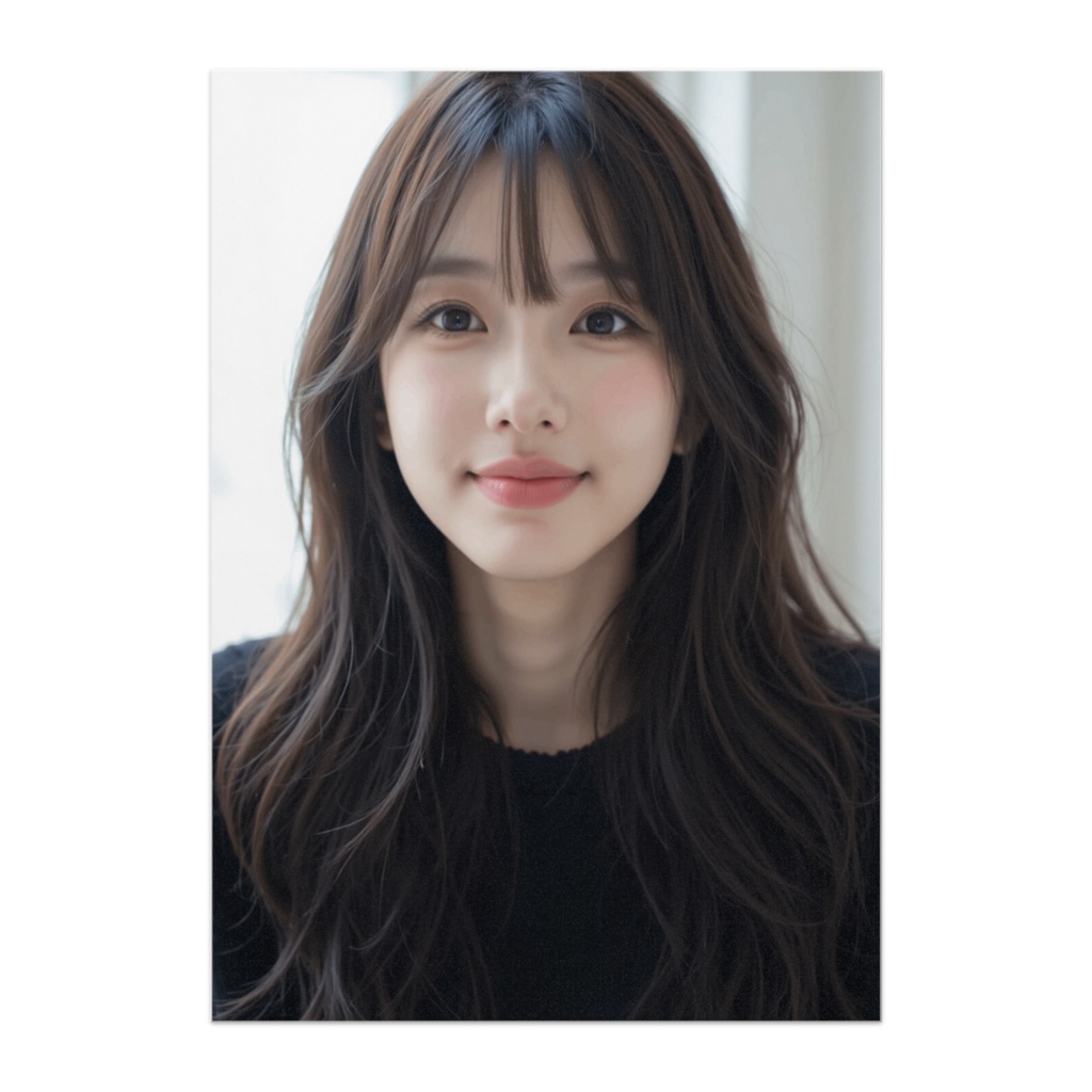 澄んだ瞳と静かな微笑み ― ブラックニットポートレート