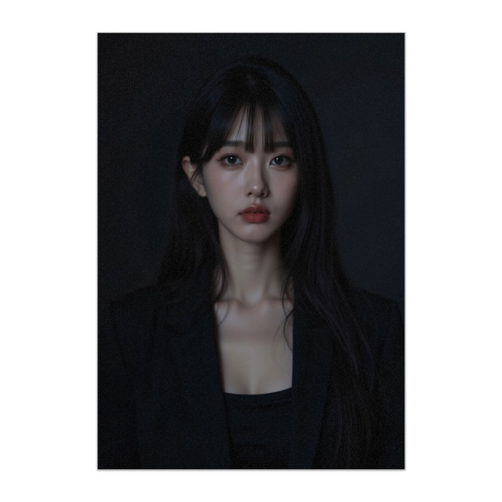 静寂の炎 ― クールブラックポートレート風ポスター