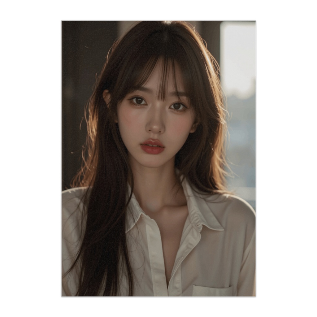 黄昏のまなざし ― ウォームライトポートレート風ポスター