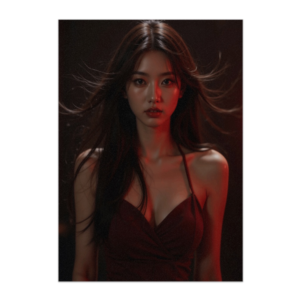 紅の衝動 ― パッションレッドポートレート風ポスター