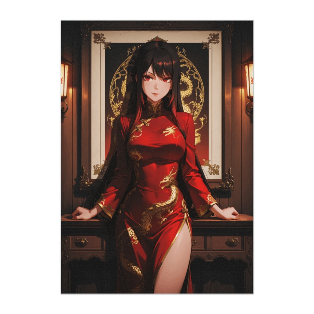 紅龍の誘惑 ― レッドチャイナドレスの気高き微笑