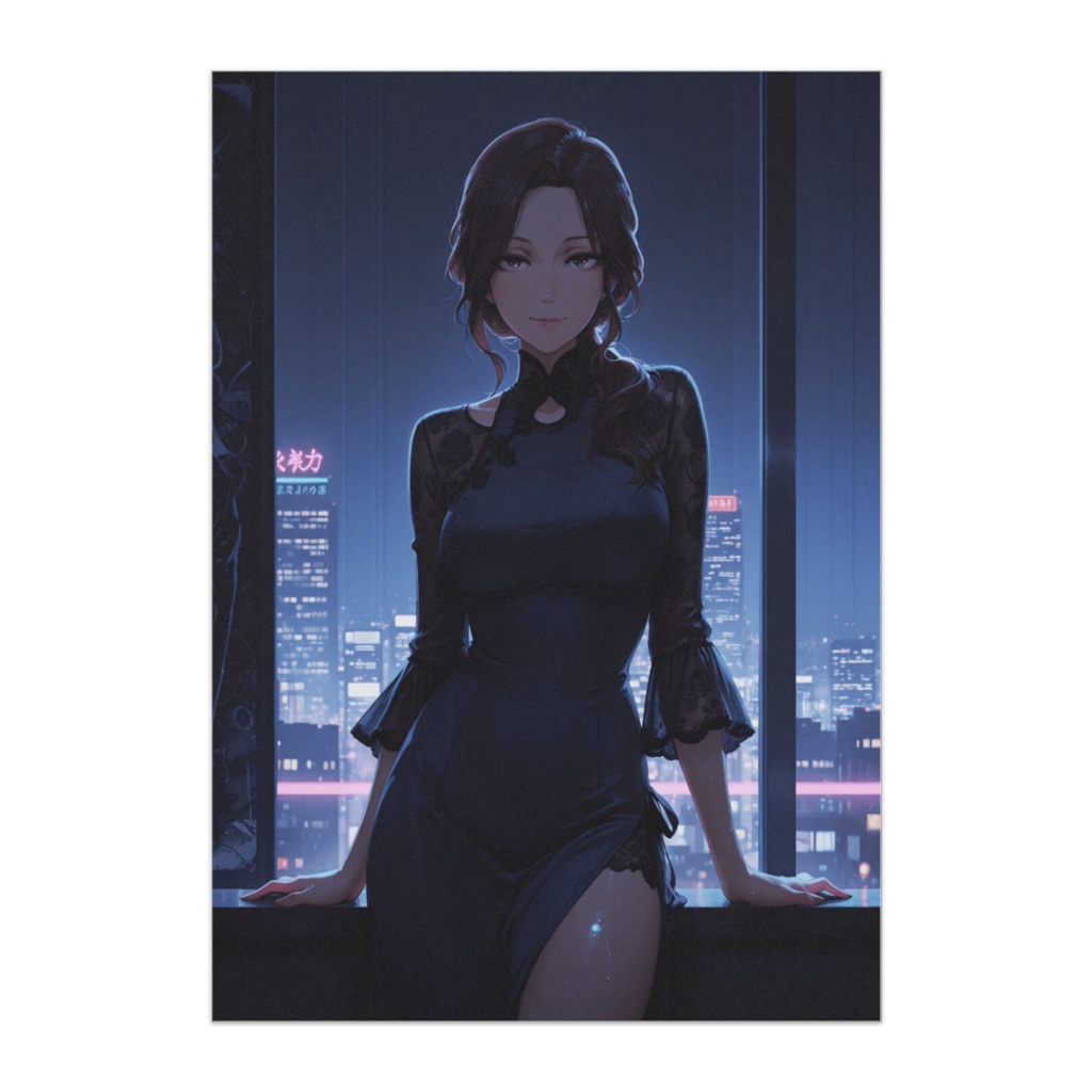 夜都に佇む黒衣の麗人