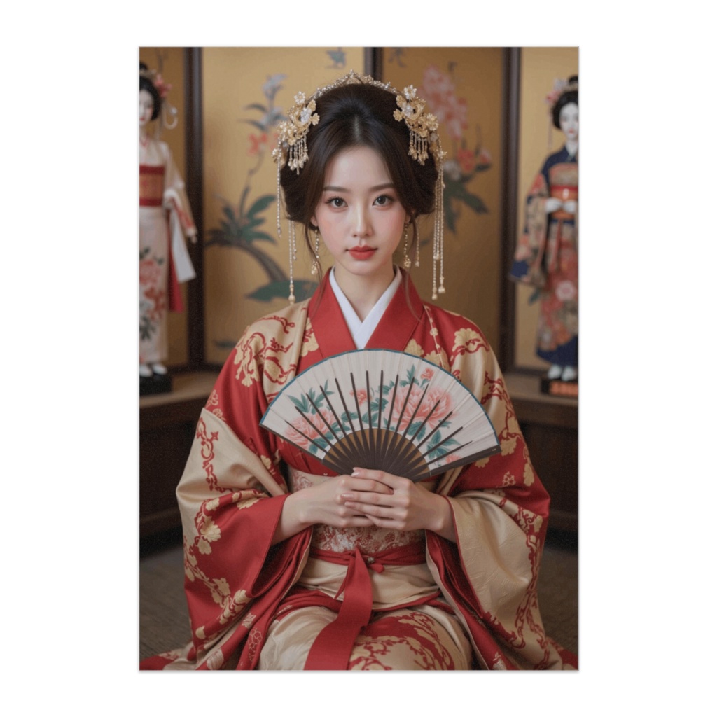 緋色に輝く雛姫 ― 金屏風の気品