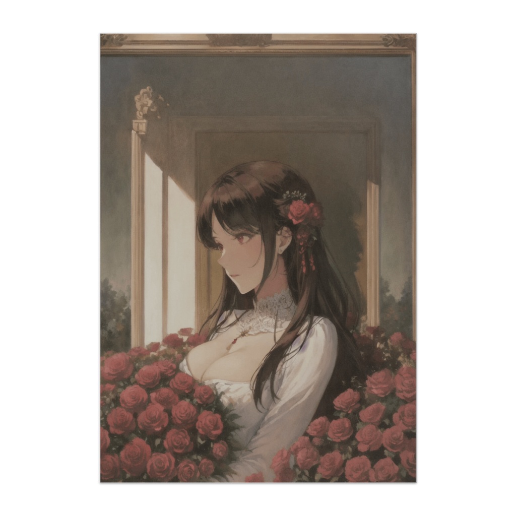 深紅の薔薇に抱かれて – エレガントフローラルアート