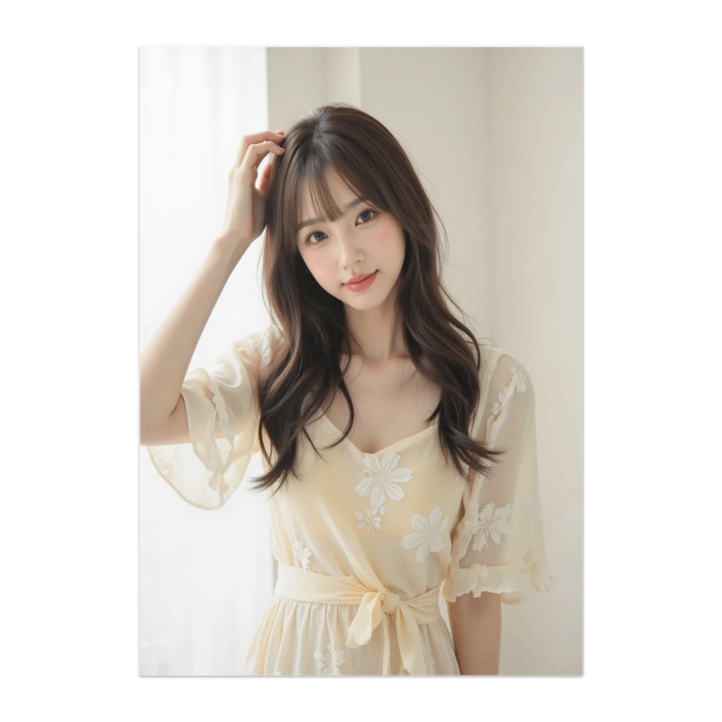 春のイエローフラワードレスポートレート