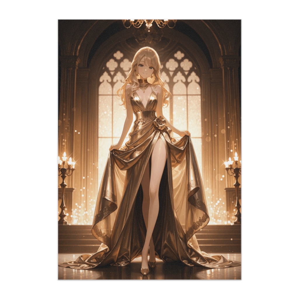 黄金の舞踏会に現れたエレガント美女