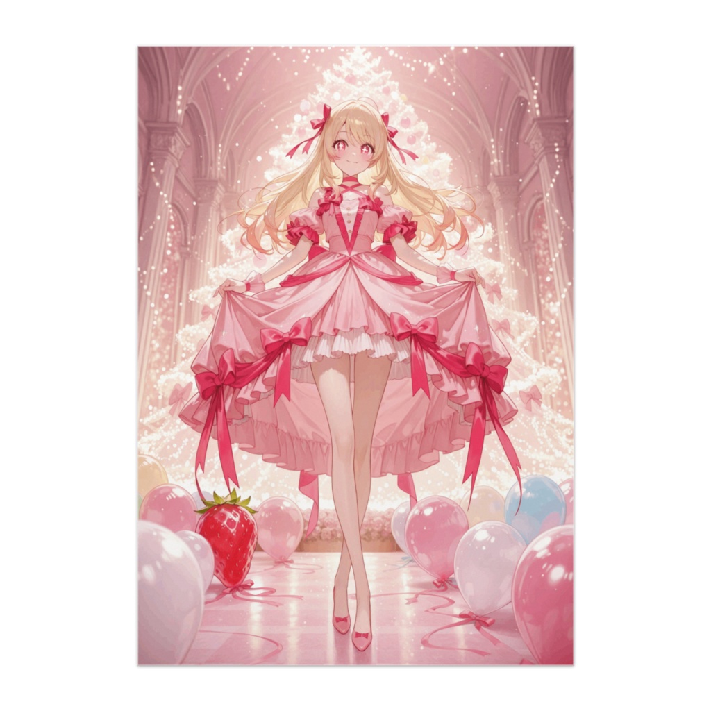 ピンクドレスの可憐なパーティープリンセス