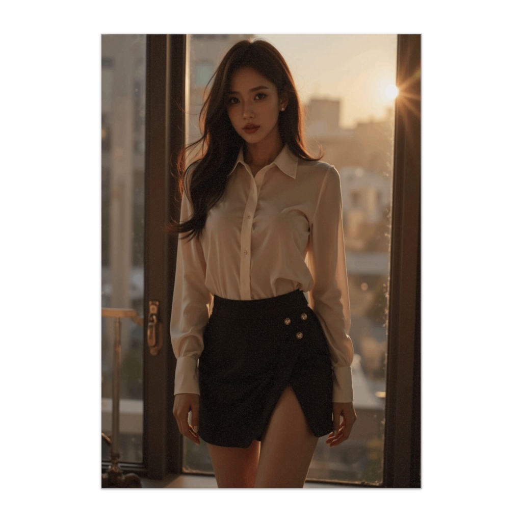 夕暮れウィンドウライト ― 都会の静かなポートレート